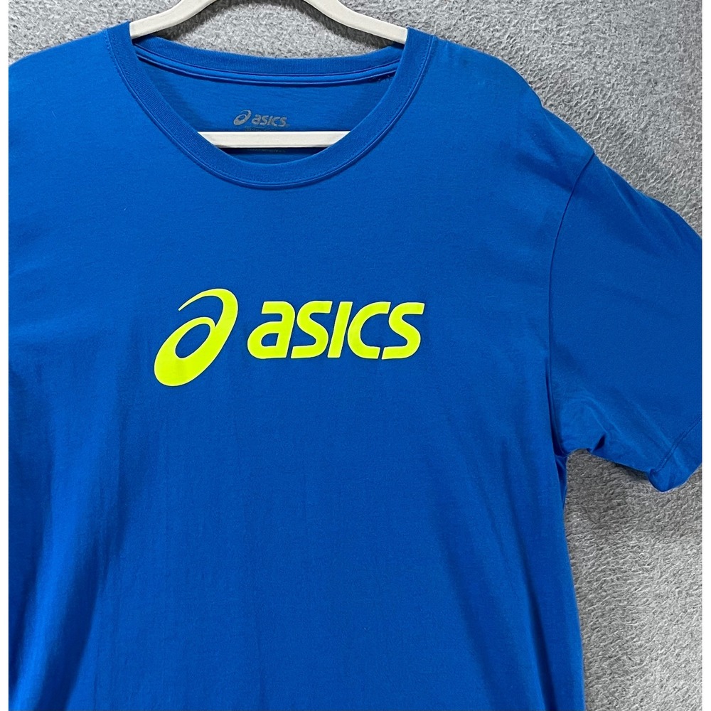 Asics T-Shirt Graphic Logo Mens M Blue Cotton Athletic Sportswear‎